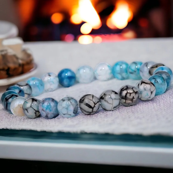 🆕New Blue Dragon Vein Agate 8mm Healing Gemstone Bracelet - Picture 2 of 3
